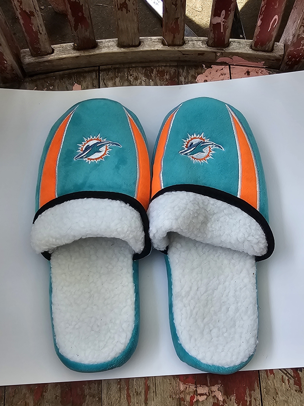 Miami Dolphins Kids Teal & Orange Slippers - Plush Fleece Comfort